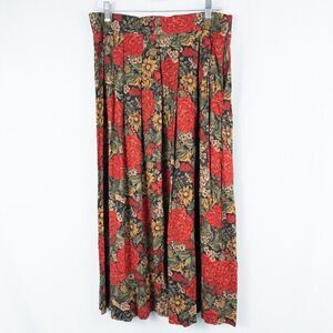 Vintage Worthington Floral Garden Pleated Midi Skirt Size 14‎ Rayon Cottagecore